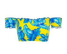 Charger l'image dans la galerie, Product Front: Rio De Sol Haut Top Palmeira Azul Off Shoulder