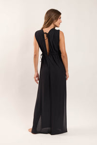 Model Back: Rio De Sol Vêtement De Plage Black Long Dress Soleil