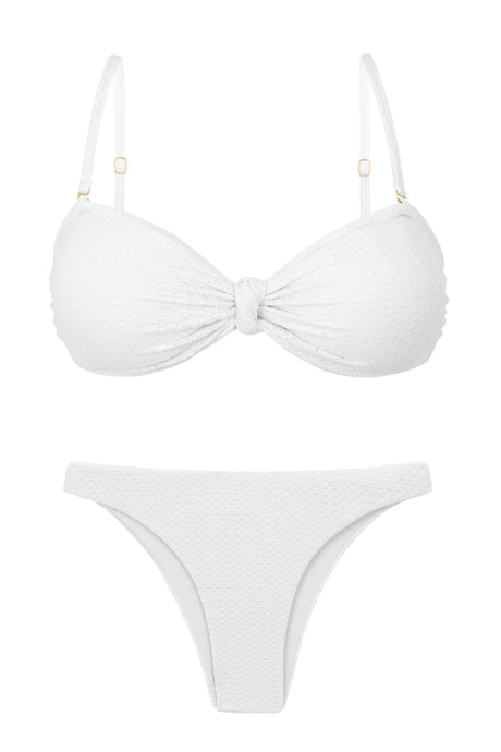 Product Front: Rio De Sol Ensemble Set Bora-White Bandeau-Joy Leblon