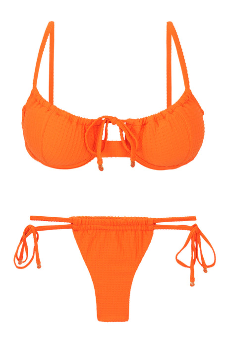 Product Front: Rio De Sol Ensemble Set Dots-Orange Balconet-Tie Pipa