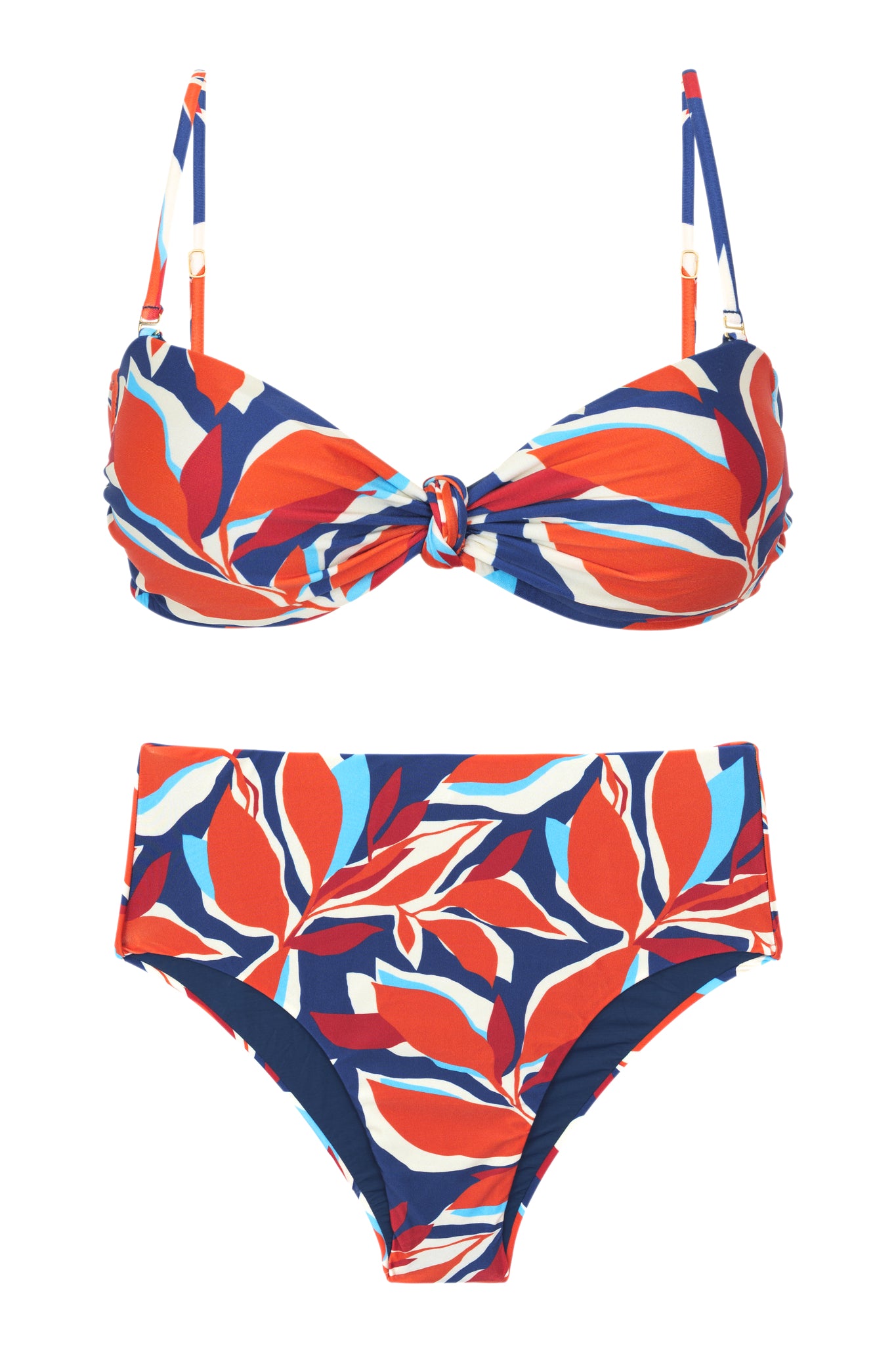 Product Front: Rio De Sol Ensemble Set Leaves Bandeau-Joy Hotpants