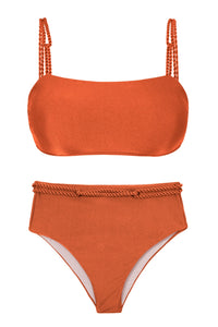 Product Front: Rio De Sol Ensemble Set Paprica Bandeau-Reto Hotpants