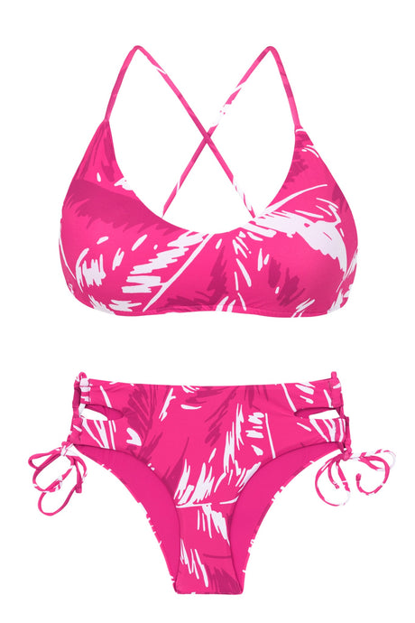 Product Front: Rio De Sol Ensemble Set Pink-Palms Bralette Madrid