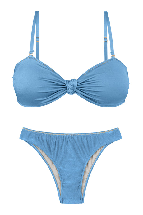 Product Front: Rio De Sol Ensemble Set Shimmer-Baltic-Sea Bandeau-Joy Essential