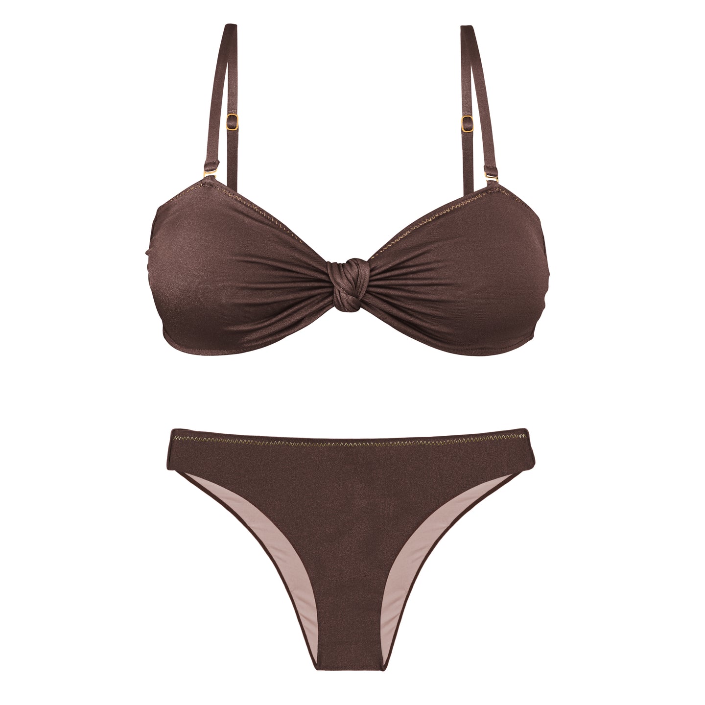 Product Front: Rio De Sol Ensemble Set Shimmer-Coffee Bandeau-Joy Essential