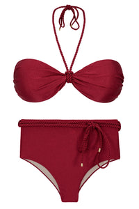Product Front: Rio De Sol Ensemble Set Shimmer-Divino Twist Belted-High-Waist