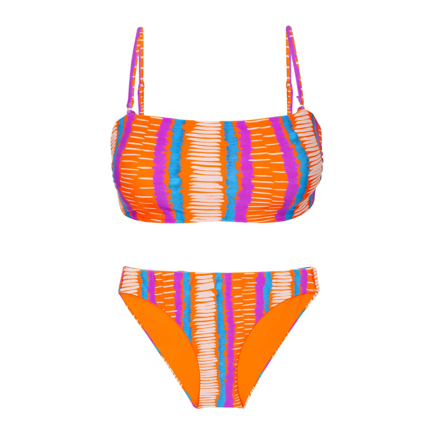 Product Front: Rio De Sol Ensemble Set Stripes Bandeau-Reto Essential-Comfy
