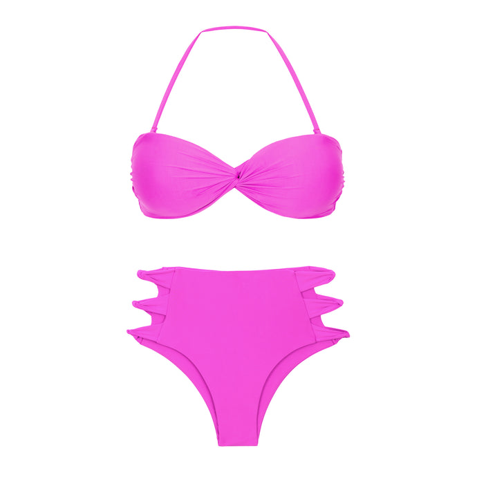 Product Front: Rio De Sol Ensemble Set Vita-Pink Twist Highwaist-Spin