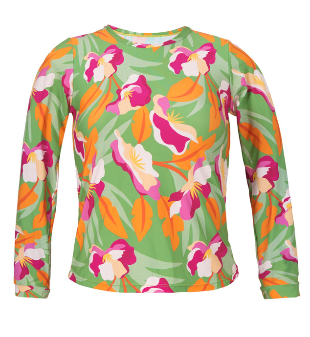 Product Front: Rio De Sol Haut Top Green-Bloom Rash-Guard