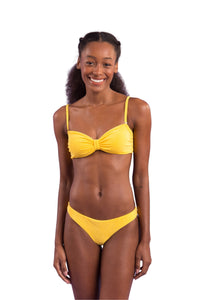 Model Front: Rio De Sol Haut Top Malibu-Yellow Bandeau-Duo